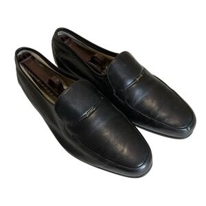 Vtg Bally Basel 05 Black Leather Loafers Switerland Slip On Luxury Academia 8.5W